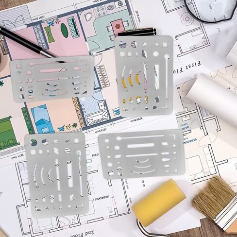 4 PCS Drafting Eraser Shield Erasing Shield for Drawing Stainless Steel Drawing Template Tools Stencil for Mechanical Engineering Artists, Architects, Designers, and Crafters in Saudi Arabia