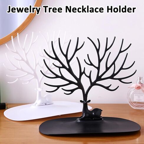 Jewelry Tree Necklace Holder, 2 Pcs Little Deer Display Stand, Tree Tower Rack Hanging Organizer for Earrings Necklace Antler Holder Organizer in Saudi Arabia