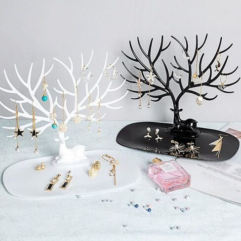 Jewelry Tree Necklace Holder, 2 Pcs Little Deer Display Stand, Tree Tower Rack Hanging Organizer for Earrings Necklace Antler Holder Organizer in Saudi Arabia