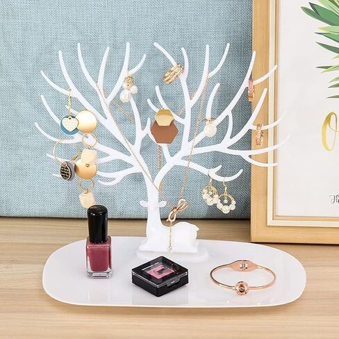 Jewelry Tree Necklace Holder, 2 Pcs Little Deer Display Stand, Tree Tower Rack Hanging Organizer for Earrings Necklace Antler Holder Organizer in Saudi Arabia