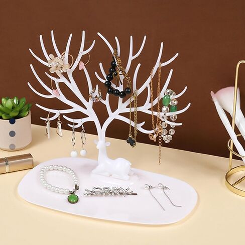 Jewelry Tree Necklace Holder, 2 Pcs Little Deer Display Stand, Tree Tower Rack Hanging Organizer for Earrings Necklace Antler Holder Organizer in Saudi Arabia