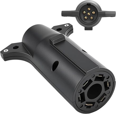 7 Blade to 6 Round Adapter - Rugged Nylon Housing, Copper Terminal. 7 Pin to 6 Pin Trailer Adapter & 6 Pin to 7 Pin Trailer Adapter. Compact Design for Pickup, Truck, Trailer in Saudi Arabia