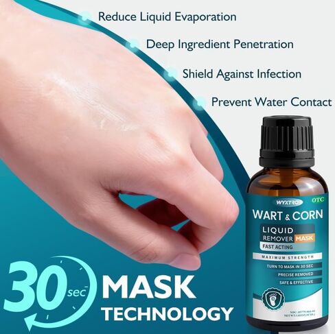 Wart Remover Freeze Off, Wart Corn Removers for Toes, 17% Salicylic Acid Fast-Acting Wart Removal Liquid with Soothing Botanicals for Plantar Wart, Common Wart, Flat Wart, Corn, Callus - 30ML in Saudi Arabia