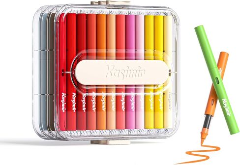 Kasimir Acrylic Paint Markers Pens, Brush Tip Automatic Ink Control Marker for Art Wood Fabric Glass Rock Multi-Surface, Quick-Dry, Water-Based & Washable - 24 Colors in Saudi Arabia