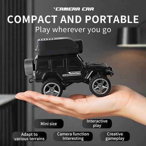 1:64 Mini FPV RC Car, Alloy Crafted Remote Control Truck with HD Camera & Real-Time Video Transmission, Dual Mode Control(App & Remote), Decorative LED Lights, Toy Gift for Adults & Kids in Saudi Arabia