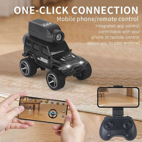 1:64 Mini FPV RC Car, Alloy Crafted Remote Control Truck with HD Camera & Real-Time Video Transmission, Dual Mode Control(App & Remote), Decorative LED Lights, Toy Gift for Adults & Kids in Saudi Arabia
