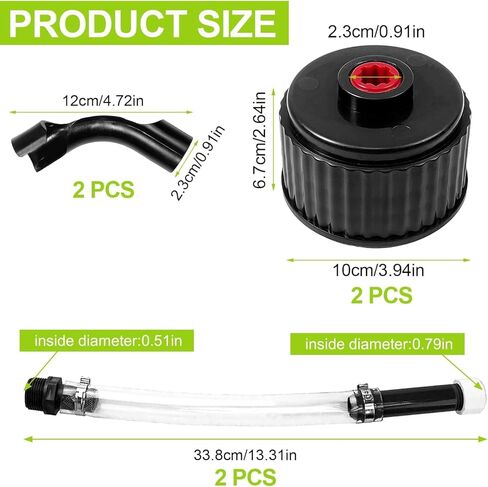 2 Set of Racing Fuel Filler Hose Kits, PVC, Black, Transparent, 2 Count, HARDWARE TUBING, Automotive Fuel Hoses, Includes 2 Hoses, 2 Jug Caps, 2 Hose Benders, 36 x 15 x 8 cm in Saudi Arabia