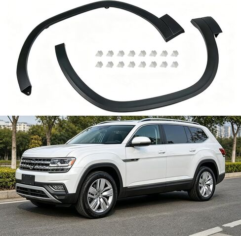 زوج قولبة حاجز العجلة الأمامية اليسرى واليمنى، متوافق مع Volkswagen Atlas 2018-2021، استبدل 3CN853717B9B9 3CN853718B9B9 VW1290107 17010798 أسود غير لامع in Kuwait