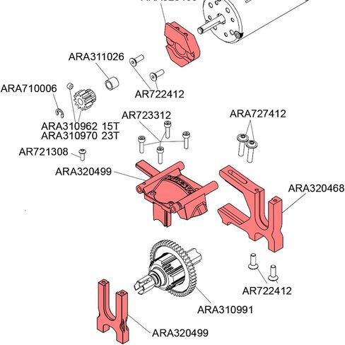 Aluminium Center Differential Mount&Diff Cover Sliding Motor Mount ARA320468 for Arrma 6S 1/8 Kraton/Notorious/Outcast/Talion/Typhon1/7Mojave/Felony/Infraction/Fireteam,Limitless F1,Mount Upgrade Part in Saudi Arabia