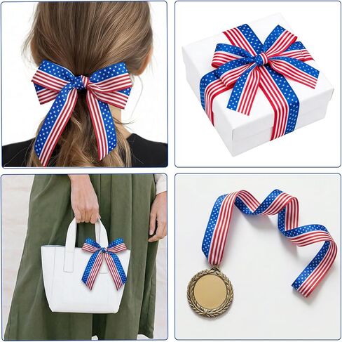 3 Rolls Red White and Blue Ribbon 15 Yard Patriotic Ribbon American Flag Striped Grosgrain Ribbons for Crafts DIY Gift Wrapping 4th of July Decorations 3/8, 7/8, 1.5 Inch in Saudi Arabia