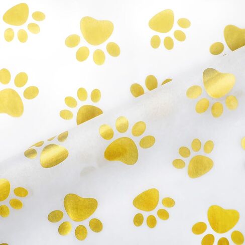Hi Sasara 30 Sheets Large 20 x 28 inch Gold Dog Paw Print Tissue Paper Bulk Gold Dog Paw Print Tissue Paper for Gift Bags Birthday Holiday (White with Gold) in Kuwait
