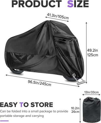Motorcycle Cover,Car Accessories Dustproo All-Season Usable Motorcycle Cover Waterproof Outdoor,Bike Accessories,Outdoor Bike Covers,Powersports Vehicle Covers,Suitable for Various Motorcycles in Kuwait