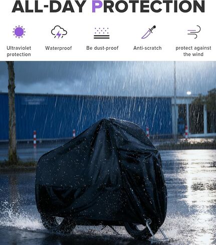 Motorcycle Cover,Car Accessories Dustproo All-Season Usable Motorcycle Cover Waterproof Outdoor,Bike Accessories,Outdoor Bike Covers,Powersports Vehicle Covers,Suitable for Various Motorcycles in Kuwait