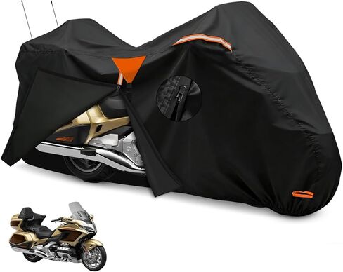 غطاء دراجة نارية XYZCTEM عالي التحمل مقاوم للماء مع صندوق جانبي وعلوي، يناسب Harley Davidson Ultra Limited، Road Glide Limited، Gold Wing، Road Master خارجي حماية من جميع الأحوال الجوية، 110 بوصة in Kuwait