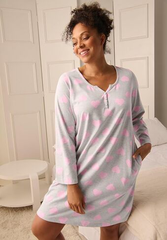 Dreams & Co. Plus Size Henley Sleepshirt in Saudi Arabia