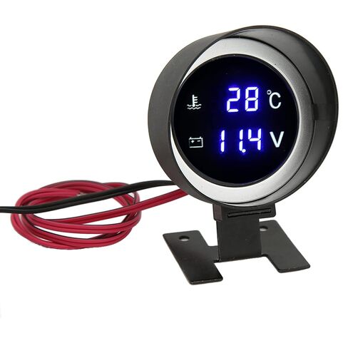 مقياس درجة حرارة الماء الرقمي الدائري LED الفولتميتر، شاشة تيار مستمر 9 فولت 36 فولت، شاشة عرض بدقة عالية، مثالية للسيارة والدراجات النارية ATV in Kuwait