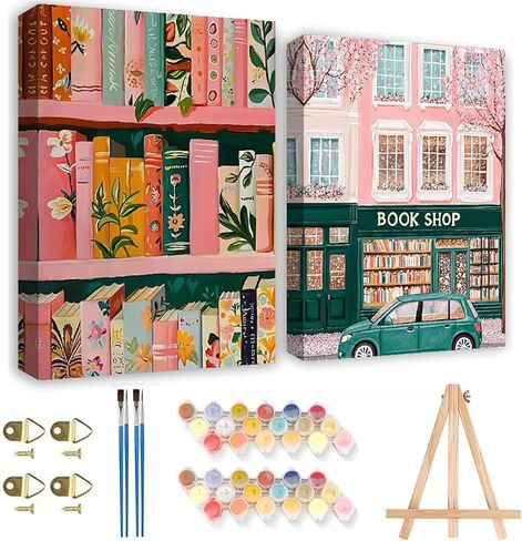 2Pack Flowers Paint by Numbers Kit for Adults Beginners, Floral in Tin Cans Adults Paint by Number Kits with framed-Wood Easel, DIY Acrylic Oil Painting by Numbers Crafts for Home Wall Decor 8X12 Inch in Saudi Arabia