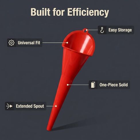 قمع زيت طويل الرقبة مكون من قطعتين، تصميم مانع للانسكاب مع شفة مانعة للانسكاب للسيارات والشاحنات والدراجات النارية ومركبات ATV والقوارب والغاز والديزل المتوافقة in Kuwait