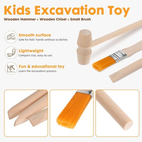 VOSAREA 3 Sets of Dinosaur Digging Tools Kids Play Learning Tools Small Digging Brush Chisel Hammer Toy STEM Science Kits in Kuwait
