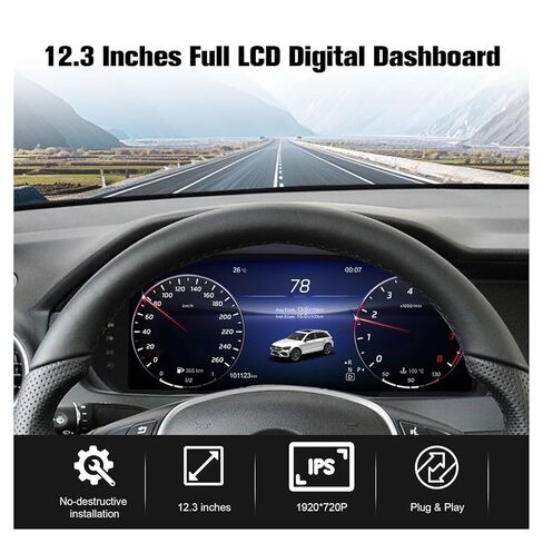 مجموعة أدوات رقمية 12.3 بوصة متوافقة مع لوحة قياس لوحة القيادة Mercedes Benz C-Class W204 (2011-2014) NTG 4.5 in Kuwait