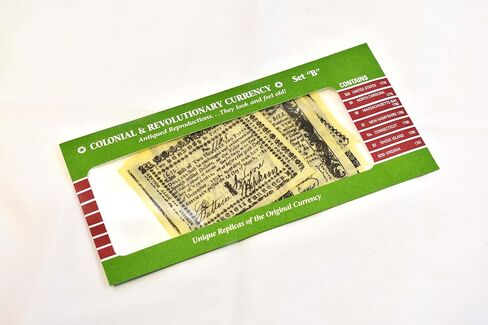 Our Amendments - Colonial and Revolutionary Currency Set B, Authentic Parchment Replica Bank Notes in Envelope- 7 Replica Bills from 1700's Included in Saudi Arabia