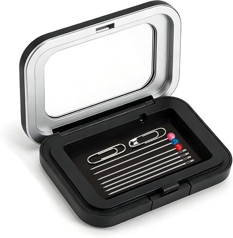IOGOG Magnetic Needle Case, Strong Magnetic Needle Holder, Portable Needle Case with Clear Lid, Durable Iron Needle Holder Case for Pins Up to 6.5cm, Sewing Needle Case for Sewing, Quilting & DIY in Saudi Arabia