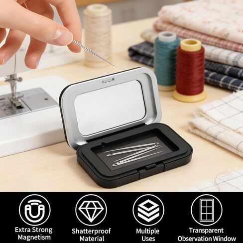 IOGOG Magnetic Needle Case, Strong Magnetic Needle Holder, Portable Needle Case with Clear Lid, Durable Iron Needle Holder Case for Pins Up to 6.5cm, Sewing Needle Case for Sewing, Quilting & DIY in Saudi Arabia