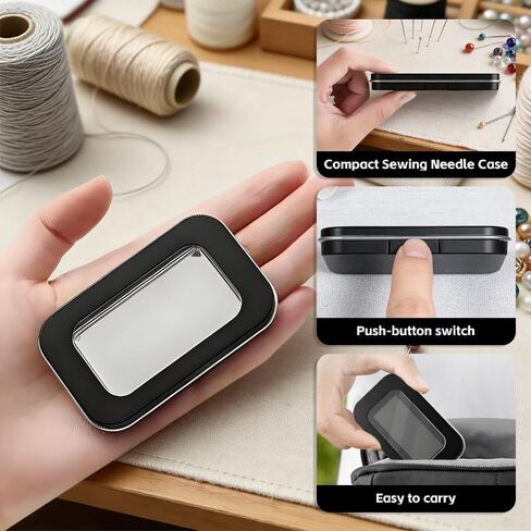 IOGOG Magnetic Needle Case, Strong Magnetic Needle Holder, Portable Needle Case with Clear Lid, Durable Iron Needle Holder Case for Pins Up to 6.5cm, Sewing Needle Case for Sewing, Quilting & DIY in Saudi Arabia