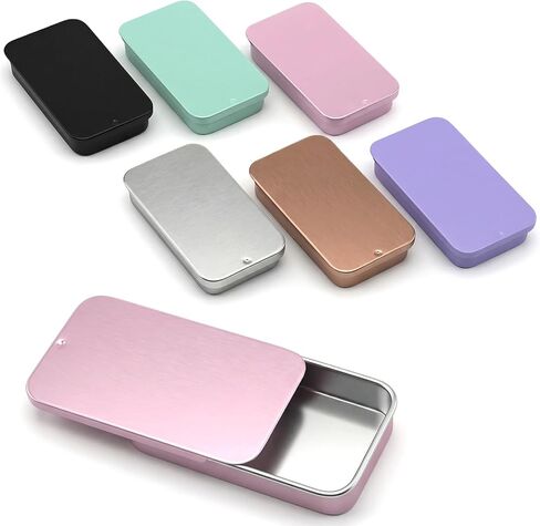 6PCS Needle Tin Mini Metal Tin Box Containers, Slide Top Rectangular Storage Small Tins Box, Metal Organizer for Candy, Jewelry, Crafts, Needles in Kuwait