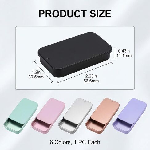 6PCS Needle Tin Mini Metal Tin Box Containers, Slide Top Rectangular Storage Small Tins Box, Metal Organizer for Candy, Jewelry, Crafts, Needles in Kuwait