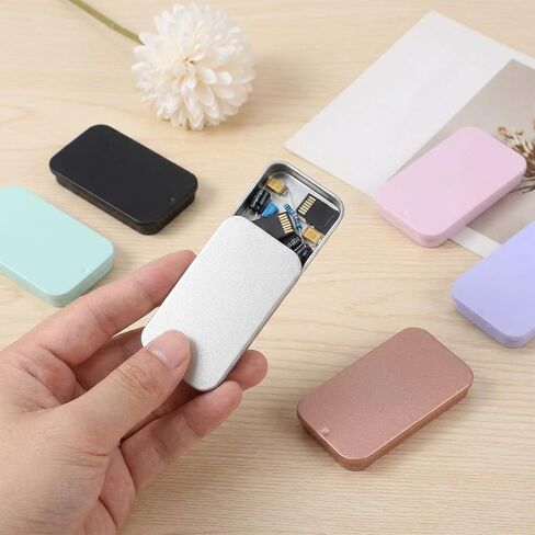6PCS Needle Tin Mini Metal Tin Box Containers, Slide Top Rectangular Storage Small Tins Box, Metal Organizer for Candy, Jewelry, Crafts, Needles in Kuwait