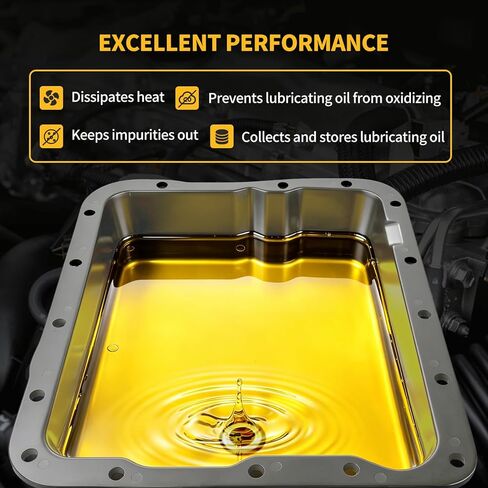مقلاة زيت ناقل الحركة من الألومنيوم مع قابس تصريف وحشية ومسامير - مجموعة المكونات تناسب GM 700R4 4L60E 4L60، عمق المقلاة 2-5/8 بوصة، تحل محل OE# SP8594BK in Kuwait