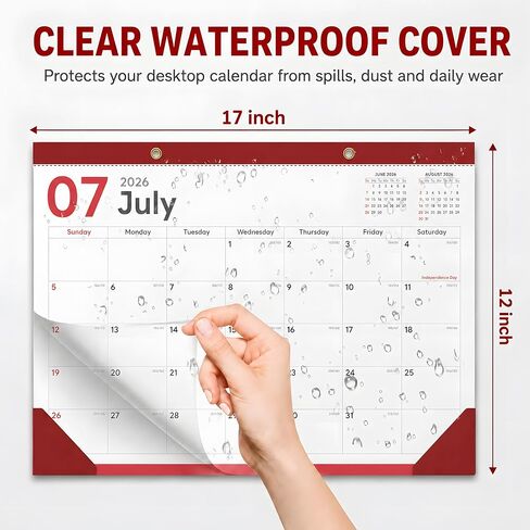 Desk Calendar 2026-2027 - Ougesi 18 Month Desk Top Calendar July 2026 - Dec 2027,17x12 Academic Desk Calendar with Thick Paper, Large Blocks, Stickers for Home & Office in Saudi Arabia