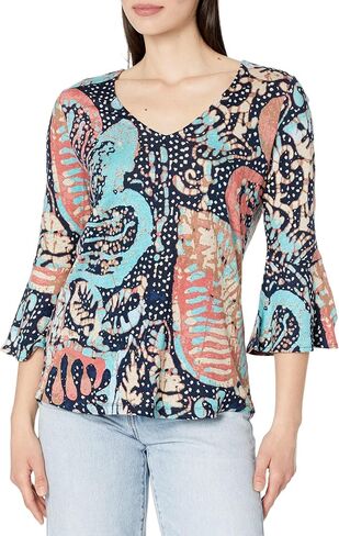 NIC+ZOE Women's Batik Stamp Top in Saudi Arabia