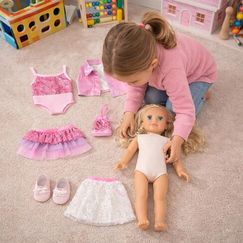 Dolls To Play 18 Inch Girl Doll, Fashion Doll with Fine Blonde Long Hair for Styling, Blue Eyes, Pink Sequin Dress, Shoes, Handbag, Clothes and Accessories Princess Doll for Kids in Saudi Arabia