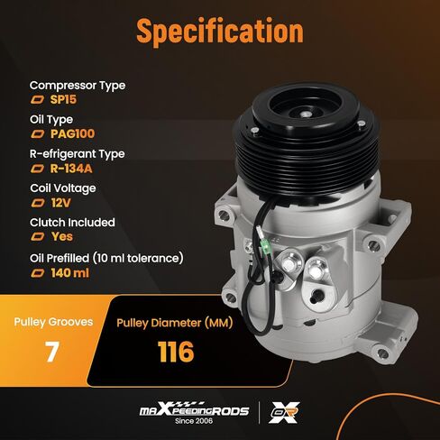 ضاغط مكيف الهواء من maxpeedingrods مع قابض لسيارة Toyota Tacoma 2005-2015 2.7L / 4.0L يستبدل #CO10835C 0610221 in Kuwait