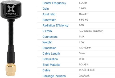 2pcs FOXEER FPV Antenna Lollipop 4 Updated Version 5.8GHz RHCP 2.6Dbi SMA for FPV Racing Drone Fatshark Goggles TX/RX in Saudi Arabia
