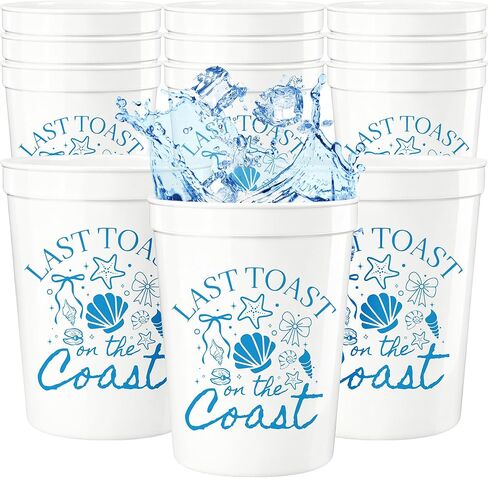 12PCS Last Toast on the Coast Cups 16oz Bachelorette Party Cups Beach Themed Bridal Shower Wedding Party Decoration Supplies in Saudi Arabia
