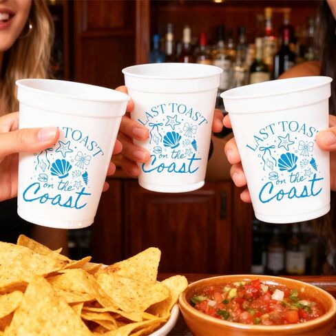 12PCS Last Toast on the Coast Cups 16oz Bachelorette Party Cups Beach Themed Bridal Shower Wedding Party Decoration Supplies in Saudi Arabia