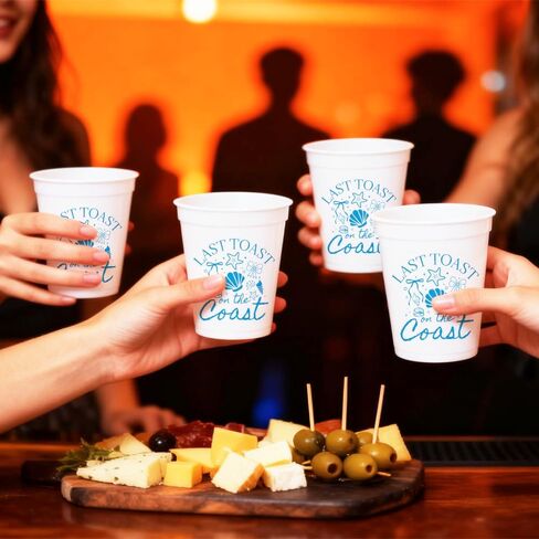 12PCS Last Toast on the Coast Cups 16oz Bachelorette Party Cups Beach Themed Bridal Shower Wedding Party Decoration Supplies in Saudi Arabia