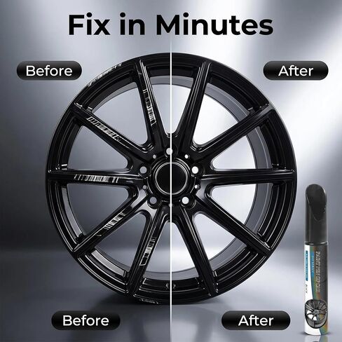 Magic Car Scratch Repair Pen, Fix Rim Scratches in Minutes,Permanent & No-Drip Formula, Car Wheel Scratch Repair Kit for Curb Rash & Scratches, Universal Gloss Black Enamel paint for Alloy in Saudi Arabia