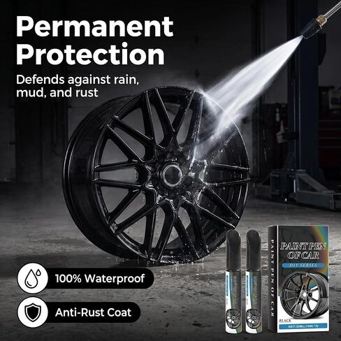 Magic Car Scratch Repair Pen, Fix Rim Scratches in Minutes,Permanent & No-Drip Formula, Car Wheel Scratch Repair Kit for Curb Rash & Scratches, Universal Gloss Black Enamel paint for Alloy in Saudi Arabia