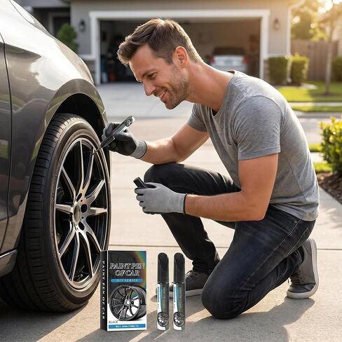 Magic Car Scratch Repair Pen, Fix Rim Scratches in Minutes,Permanent & No-Drip Formula, Car Wheel Scratch Repair Kit for Curb Rash & Scratches, Universal Gloss Black Enamel paint for Alloy in Saudi Arabia