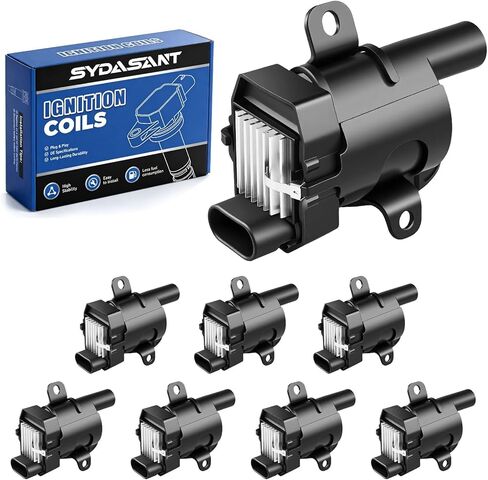 مجموعة من 8 عبوات ملف إشعال مستديرة متوافقة مع 5.3 v8 2000-2006 Chevy Silverado 1500 2500 Suburban Tahoe Express GMC Sierra Savana Yukon Escalade Avalanche Envoy 4.8L 6.0L لـ UF262 D585 in Kuwait