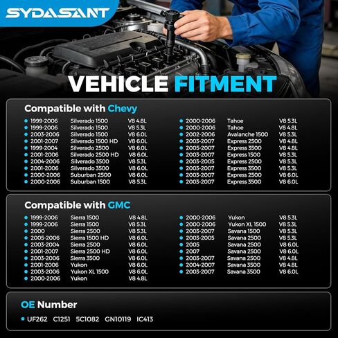 مجموعة من 8 عبوات ملف إشعال مستديرة متوافقة مع 5.3 v8 2000-2006 Chevy Silverado 1500 2500 Suburban Tahoe Express GMC Sierra Savana Yukon Escalade Avalanche Envoy 4.8L 6.0L لـ UF262 D585 in Kuwait