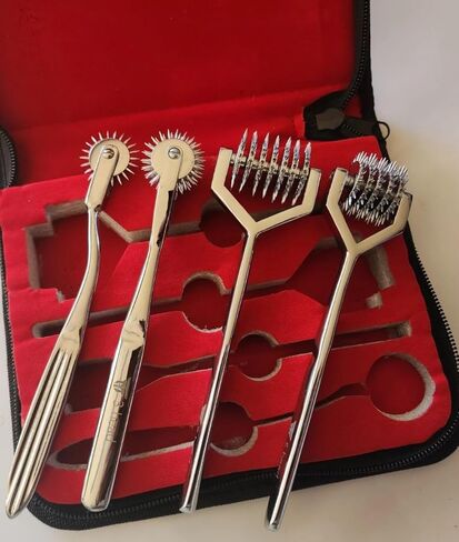 Wartenberg Neuro Pinwheel أداة تشخيصية حسية Wartenberg Pinwheel 1،3،5،7 رأس قوي عجلة اختبار الأعصاب من الفولاذ المقاوم للصدأ (مجموعة من 4 (1،3،5،7 رأس)) (فضي) in Kuwait