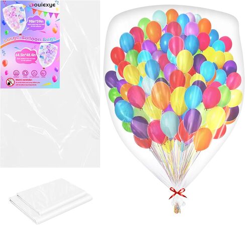 2Pcs 98 x 59 inch Large Balloon Bags for Transport, Big Plastic Balloon Storage Bag Big Clear Balloon Drop Carrying Bag for Wedding Birthday Baby Showers Celebration Party Supplies in Saudi Arabia