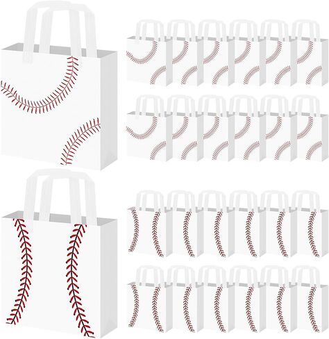 24 Pack Baseball Snack Bags Baseball Party Favor Bags Non-Woven with Handles - Baseball Goodie Bags for Kids Team Snacks, Boys Birthday Party Decorations, Sports Themed Paper Gift Sacks for End of Season Treats Coach in Saudi Arabia