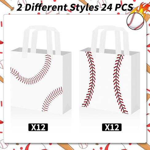 24 Pack Baseball Snack Bags Baseball Party Favor Bags Non-Woven with Handles - Baseball Goodie Bags for Kids Team Snacks, Boys Birthday Party Decorations, Sports Themed Paper Gift Sacks for End of Season Treats Coach in Saudi Arabia