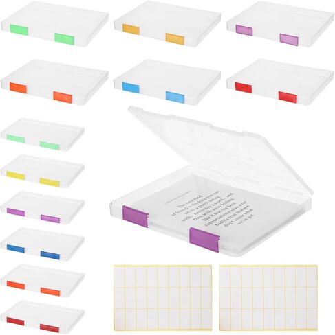 12 PCS Clear A4 A5 File Boxes, Plastic Paper Organizer with Color Buckles and 54 Labels, Stackable Magazine Protector Cases, Transparent Document Case for Office, School, Home in Saudi Arabia
